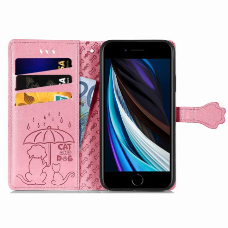 Чохол-книжка Cat and Dog для iPhone 16e - рожевий