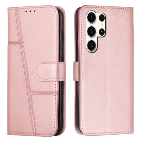 Чехол-книжка Stitching Calf Texture для Samsung Galaxy S25 Ultra 5G - розовое золото