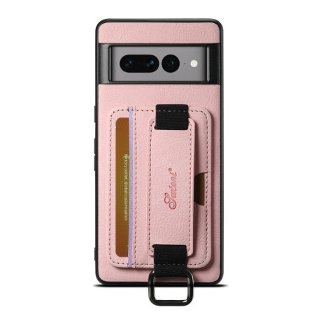 Противоударный чехол Suteni H13 Card Wallet для Google Pixel 8a - розовый