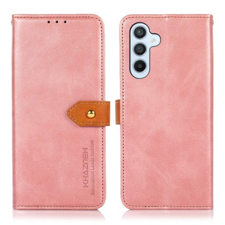 Чехол-книжка KHAZNEH Dual-color Cowhide для Samsung Galaxy M35 - розовое золото