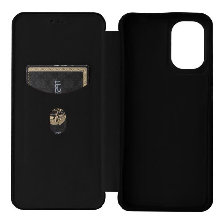 Чехол-книжка Carbon Fiber Texture на Motorola Moto G05 / E15 - черный