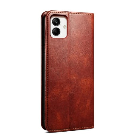 Чехол-книжка Simple с фактурой Crazy Horse с воском на Samsung Galaxy A07 4G - коричневый