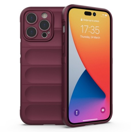 Силиконовый чехол Magic Flannel для iPhone 14 Pro Max - винно-красный