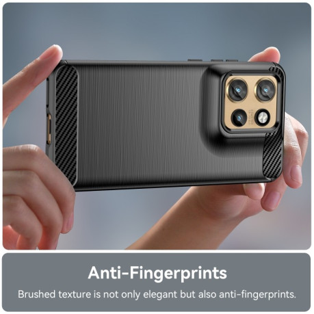 Протиударний чохол Brushed Texture Carbon Fiber на Motorola Edge 50 Neo - чорний