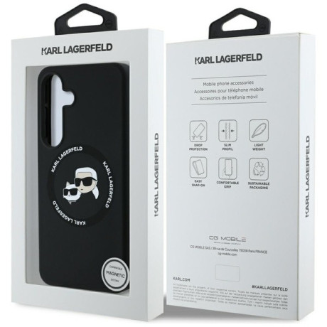 Оригінальний чохол Karl Lagerfeld Silicone Double Heads And Circle MagSafe для Samsung Galaxy S25 Plus - black