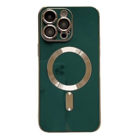 Противоударный чехол Magsafe Plating TPU для iPhone 15 Pro Max - зеленый