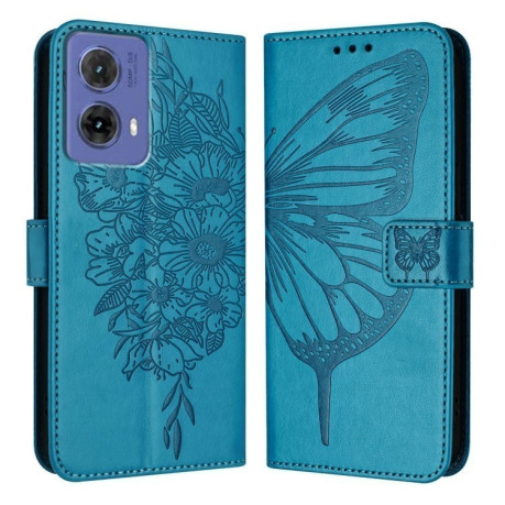 Чехол-книжка Embossed Butterfly для Motorola Moto G85 - синий