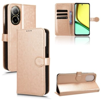 Чехол-книжка Honeycomb Dot для Realme C67 4G - золотой