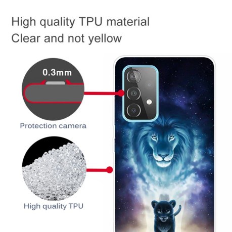 Противоударный чехол Colored Drawing Clear на Samsung Galaxy A52/A52s - Lion King