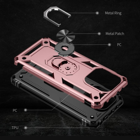 Противоударный чехол HMC 360 Degree Rotating Holder на Xiaomi Redmi Note 13 4G - розовое золото