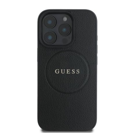 Оригинальный чехол Guess Grained Gold Ring MagSafe для iPhone 16 Pro Max - black