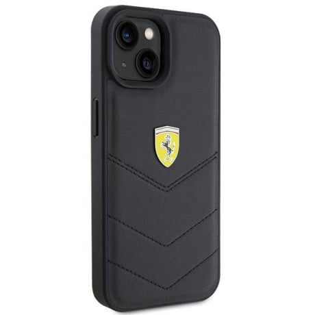 Оригинальный чехол Ferrari Quilted Metal Logo для iPhone 15 - black