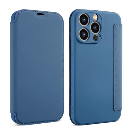 Чохол-книжка Liquid Skin Feel Leather для iPhone 16 Pro Max - синій