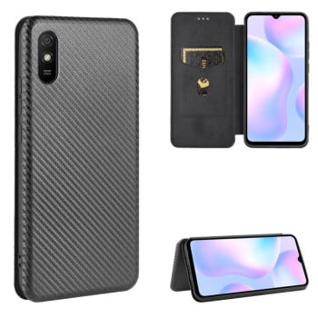 Чохол-книга Carbon Fiber Texture на Xiaomi Redmi 9A - чорний