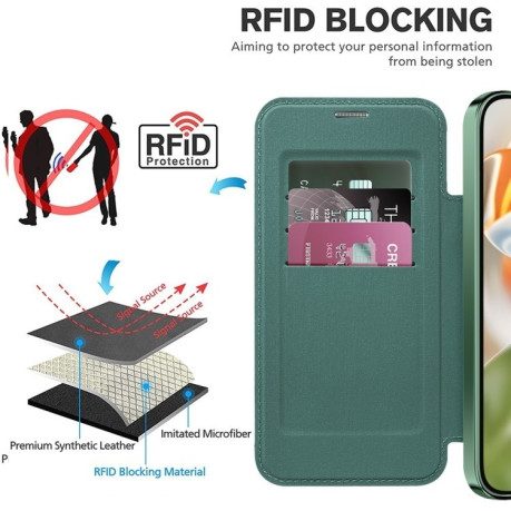 Чохол-книжка Shield MagSafe RFID Anti-theft Leather для Google Pixel 9 Pro XL - зелений