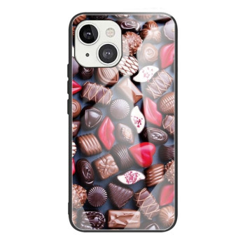 Противоударный чехол Colorful Painted Glass для iPhone 13 Mini - Chocolate