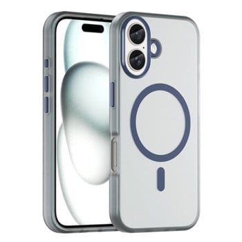 Противоударный чехол  MagSafe Frosted Translucent TPU + PC для iPhone 16 - синий