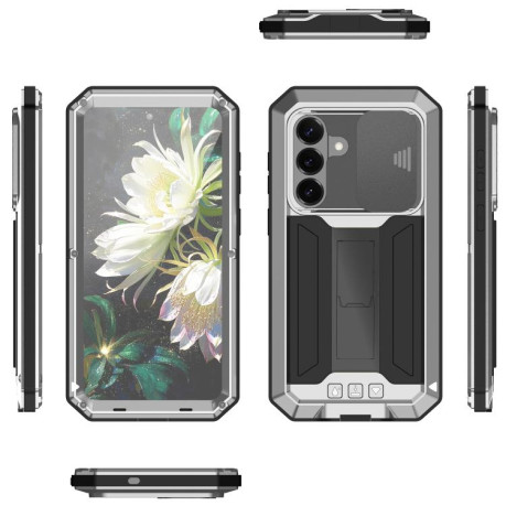 Противоударный чехол R-JUST скользящая защита камеры + защита экрана на Samsung Galaxy S26 5G — серебристый