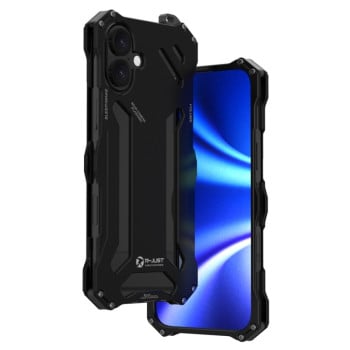 Противоударный чехол R-JUST RJ-17 Shockproof Armor Hollow Metal для  iPhone 16 - черный