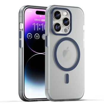 Противоударный чехол MagSafe Frosted Translucent TPU + PC для  iPhone 16 Pro Max - синий