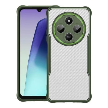 Ударозащитный чехол Carbon Fiber Texture MagSafe Translucent на Xiaomi Redmi A4 5G - зеленый