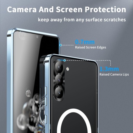 Противоударный чехол Frosted Meta (MagSafe) для Samsung Galaxy S23 5G - синий