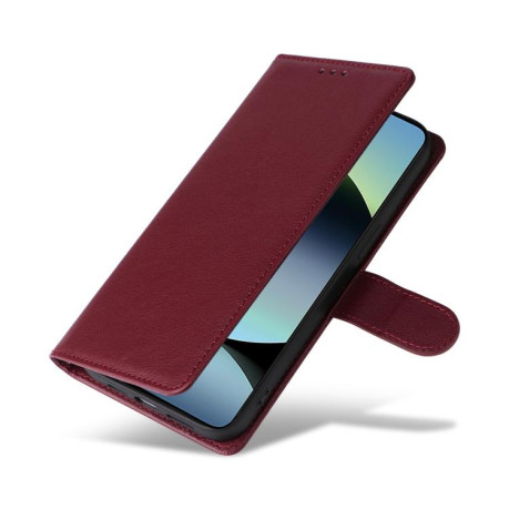 Чохол-книжка 3-Card Slots Multifunctional Leather для Xiaomi Redmi Note 14 4G 164.48mm - винно-червоний