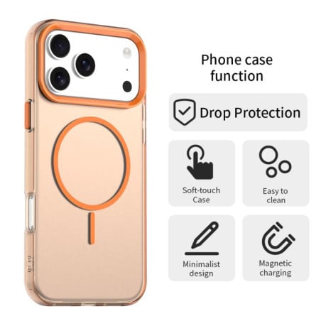 Чехол Candy Fine Circle с Magsafe гибрид на iPhone 17 Pro Max - оранжевый