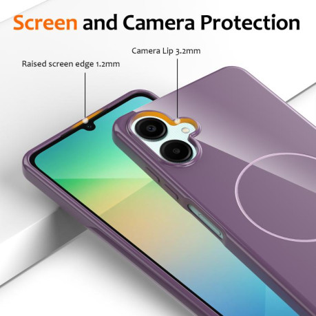 Противоударный чехол Glossy TPU Shockproof MagSafe на Samsung Galaxy M06 5G - фиолетовый