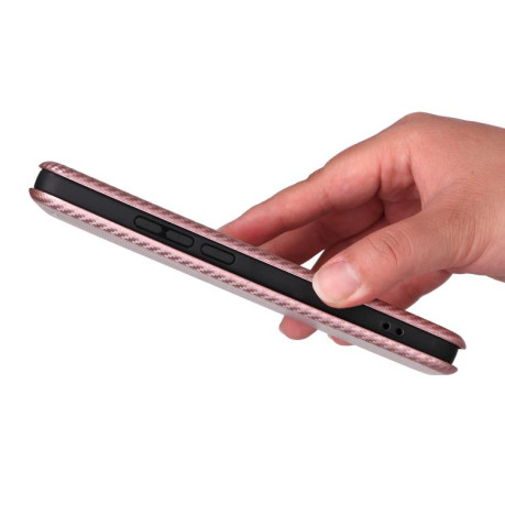 Чехол-книжка Carbon Fiber Texture на Realme GT 7 - рожевий