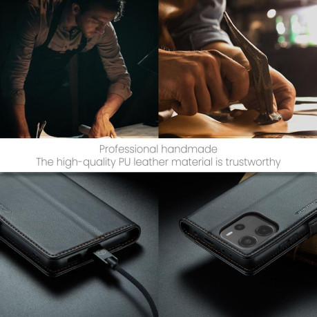Чехол-книжка CaseMe 023 Butterfly Buckle Litchi Texture RFID Anti-theft Leather для Xiaomi Redmi Note 14 4G 164.84mm - черный