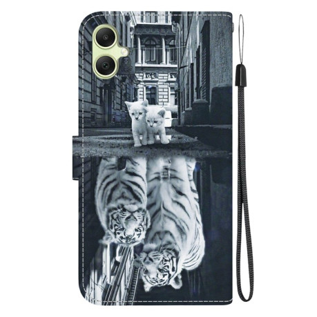 Чехол-книжка Colored Drawing Series на Samsung Galaxy A05 - Cat Tiger Reflection