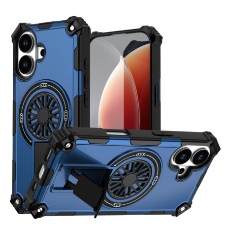 Противоударный чехол Shockproof Kickstand Metallic Shaft MagSafe на iPhone 17 - синий
