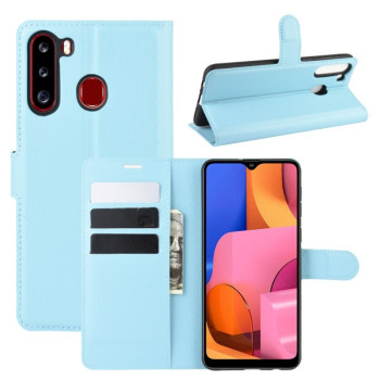 Чехол-книжка Texture Single Fold на Samsung Galaxy A21-голубой