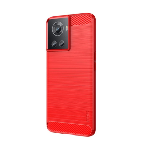Противоударный чехол Brushed Texture Carbon Fiber на OnePlus Ace / 10R 5G - красный
