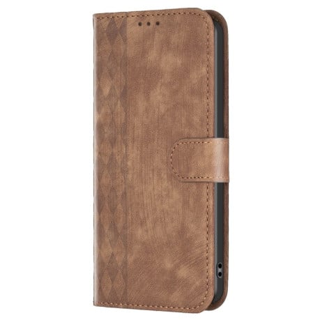 Чохол- книжка Plaid Embossed Leather для Samsung Galaxy S23 FE 5G - коричневий