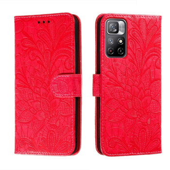 Чехол-книжка Lace Flower для Xiaomi Redmi Note 11 / Poco M4 Pro - красный