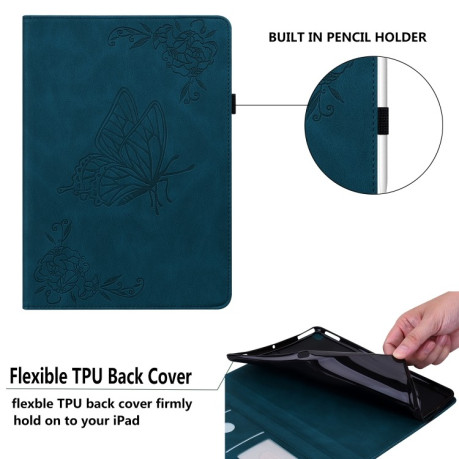 Чохол-книжка Butterfly Flower Embossed Leather для Xiaomi Pad 6 / Pad 6 Pro - синій