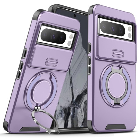 Протиударний чохол Sliding Camshield Ring Holder для Google Pixel 8 Pro - фіолетовий