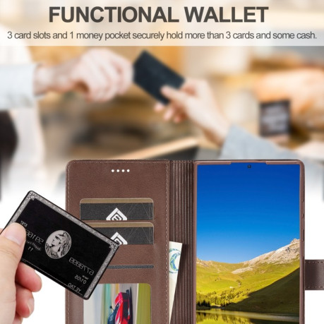 Чохол книжка LCIMEEKE Calf Texture  для Samsung Galaxy S25 Ultra 5G - кавовий