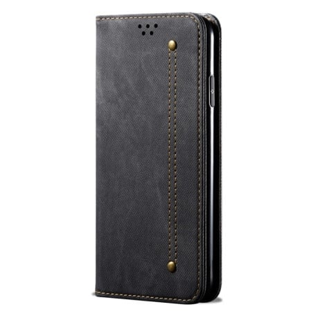 Чехол книжка Denim Texture Casual Style на OnePlus 12 - черный