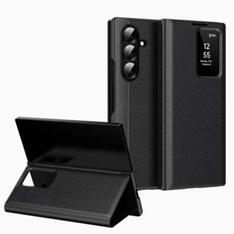 Чехол-книжка Smart View Window Leather на Samsung Galaxy Fold 7 5G - черный