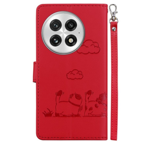 Чохол-книжка Cute Cats RFID Leather для OnePlus 13 - червоний