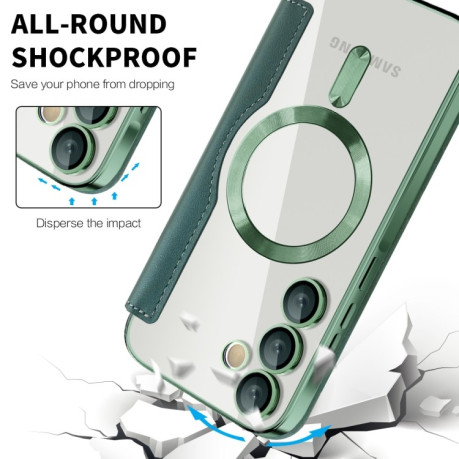 Чохол-книжка Shield MagSafe RFID Anti-theft Leather для Samsung Galaxy A35 5G - зелений