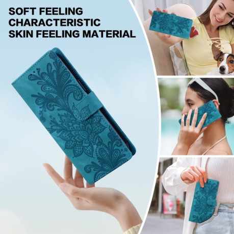 Чохол-книжка  Lace Floral Embossed Magnetic Buckle на Xiaomi Redmi Note 14 4G/5G - зелений