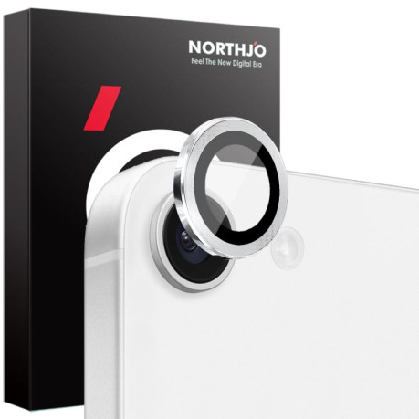 Захисне скло NORTHJO Glitter Camera Lens Protector Tempered Glass Metal Ring на iPhone 16e - сріблясте