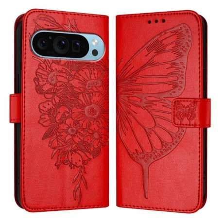 Чохол-книжка Embossed Butterfly для Google Pixel 9 Pro XL - червоний