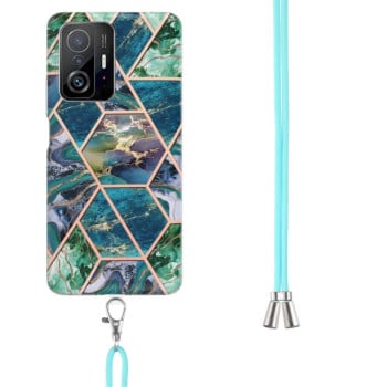 Протиударний чохол Electroplating with Neck Lanyard Xiaomi Mi 11T / Mi 11T Pro - темно-зелений