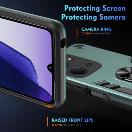Ударозащитный чехол Metal Ring Holder на Xiaomi Redmi 15C 5G / 4G Global 171mm / Poco C85 4G - зеленый