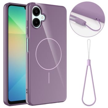 Противоударный чехол Glossy TPU Shockproof MagSafe на Samsung Galaxy M06 5G - фиолетовый